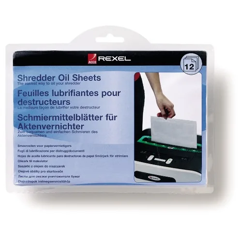 Rexel Ölpapier für Aktenvernichter  12 Stück - Packungsgrösse: 12 Stück - Verpackungseinheit: 12 Stück - Zubehörtyp: Ölpapier