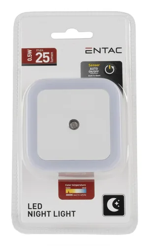 Entac Nachtlicht 0.5W quadrat. WW White Dämmerungssensor