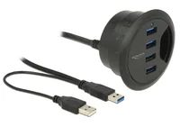 Delock Tisch-Hub USB 3.0 - Stromversorgung: USB - Anzahl Ports: 4 - Detailfarbe: Schwarz - USB Standard: 3.0/3.1/3.2 Gen 1 (5 Gbps) - USB Anschluss 2 (Endgerät): USB A - USB Anschluss 1 (Quelle): USB A
