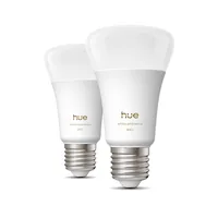Philips Hue Leuchtmittel White Ambiance E27 Doppelpack 2 x 810 lm - Energieeffizienzklasse: D - Lampensockel: E27 - Protokoll: Bluetooth - ZigBee - Smart Home: Kompatibel - Farbtemperatur Kelvin: 1000 bis 20000 K - Gesamtleistung: 6 W