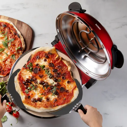 Domo Pizzaofen DO9284PZ - Anzahl Personen: 1 - Detailfarbe: Rot - Leistung: 1200 W - Produkttyp: Pizzamaker