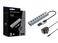 CONCEPTRONIC 7-Port Hub USB-A3.0-C Adap.->7xA3.0 m.Netz. gr