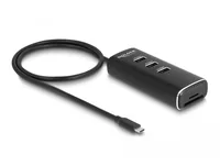 Delock USB-Hub 3x USB A/1x USB C 10Gbps und 1x mircoSD/SD - Stromversorgung: 5 V DC - Anzahl Ports: 5 - Detailfarbe: Grau - USB Standard: 3.1 Gen 2 (10 Gbps) - USB Anschluss 2 (Endgerät): USB A - USB C - USB Anschluss 1 (Quelle): USB C
