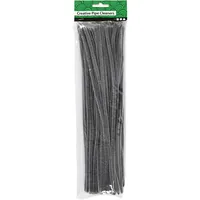 Creativ Company Chenilledraht 6 mm 50 Stück, Grau - Länge: 30 cm - Durchmesser: 6 mm - Detailfarbe: Grau - Drahtart: Chenilledraht