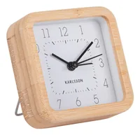 KARLSSON Klassischer Wecker Neat Square Bambus / Weiss - Funktionen: Weckfunktion - Ausstattung: Zeit - Displaytyp: Kein Display - Detailfarbe: Weiss - Funksignal: Nein - Betriebsart: Batteriebetrieb