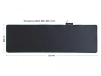 Delock Gaming-Mausmatte 92x30 cm mit RGB-Beleuchtung - Tiefe: 920 mm - Breite: 303 mm - Detailfarbe: Schwarz - Form: Eckig - Höhe: 3 mm - Handgelenkauflage: Nein