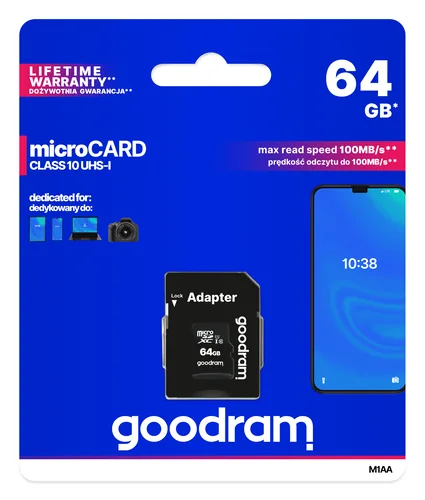 Goodram M1AA-0640R12 memory card 64 GB MicroSDXC Class 10 UHS-I