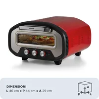 Ariete Pizzaofen ARI-3901 Elektrischer Pizzaofen Schamottstein Rot - Zusatzausstattung: Keine - Typ: Pizzagrill - Betriebsart: Netzbetrieb - Nachhaltigkeit: Nicht angegeben - Detailfarbe: Rot - Breite: 44 cm