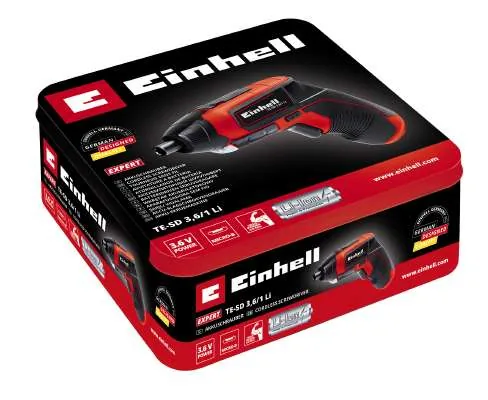 Einhell Akku-Schrauber TE-SD 3.6/1 Li - Produktkategorie: Schrauber - Werkzeugaufnahme: 1/4'' Sechskant Bit Halter - Ausstattung: Mit Akku & Ladegerät - Set: Ja - Kapazität Wattstunden: 5.4 Wh - Akkusystem: Keine