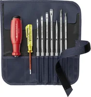 PB Swiss Tools Wechselklingen-Set PB 38223.GY 8-teilig in Stoff-Rolltasche - Anwendungsbereich: Universal - Schraubenziehertyp: Phillips - Schlitz - Spannungsprüfer
