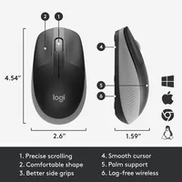 Logitech Mouse M190 Wireless FULL-SIZE grey für mittelgroße bis große Hände