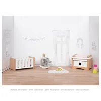 Goki Puppenhausmöbel Babyzimmerausstattung 12-teilig - Altersempfehlung ab: 3 Jahren - Material: Holz - Höhe: 0 cm - Nachhaltigkeit: Nicht angegeben
