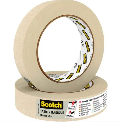 3M Scotch Abdeckband Basic 24 mm x 50 m, Beige - Breite: 24 mm - Länge: 50 m - Verpackungseinheit: 1 Stück - Detailfarbe: Beige - Klebehaftung: Stark haftend - Art: Abdeckband