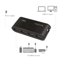 LogiLink UA0085 Schnittstellen-Hub USB 2.0 Type-A 480 Mbit/s Schwarz