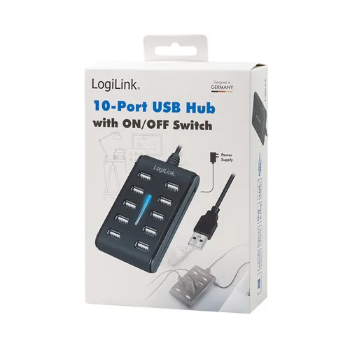 LogiLink UA0125 interface hub USB 2.0 480 Mbit/s Black