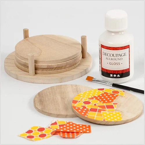 Creativ Company Holzartikel 9.5 cm Untersetzer, 6 Stück - Breite: 9.5 cm - Höhe: 0.5 cm - Länge: 9.5 cm - Anzahl Stück: 6 Stück - Holzherkunft: China - Holzhandelsname: Paulownia tomentosa (Blauglockenbaum)