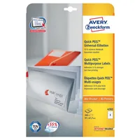 Avery Zweckform Universal-Etiketten 4782 97 mm, 30 Blatt - Klebehaftung: Permanent - Drucker Kompatibilität: Laser - Inkjet - Anzahl Blatt: 30 × - Papierformat: A4 - Anzahl Etiketten: 240 - Etikettengrösse: 97 mm