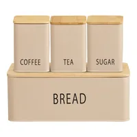 House Nordic Tula bread box Rectangular Beige Metal, Bamboo