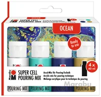 Marabu Acrylfarbe Super Cell Pouring Mix Ocean 4 x 60 ml - Art: Acrylfarbe - Detailfarbe: Mehrfarbig - Set: Ja - Verpackungseinheit: 4 Stück