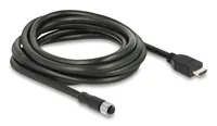 Delock M12 Kabel A-kodiert 17 Pin Buchse zu HDMI Stecker 3 m schwarz