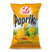 Zweifel Chips Original Paprika 10 x 90 g - Produkttyp: Paprika & Scharfe Chips - Nährwertangabe pro: 100 g - Energiegehalt (in kj): 2270 KJ - Energiegehalt (in kcal): 544 Kcal - Fett: 34 g - Gesättigte Fettsäuren: 2 g