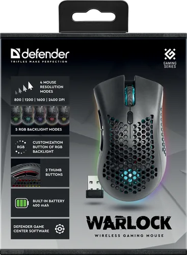 Defender GM-709L Warlock 52709 Wireless mouse for gamers with RGB backlighting