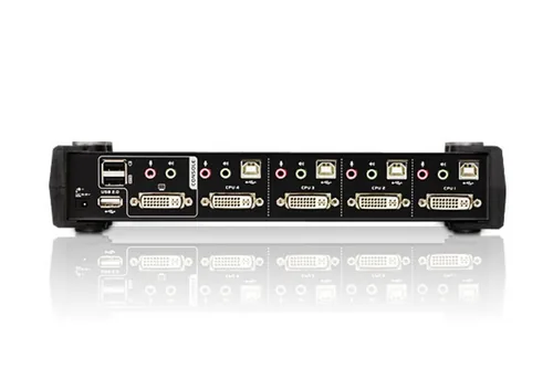 Aten KVM Switch CS1784A - Konsolen Ports: USB 2.0 - DVI-I - 3.5 mm Mikrofoneingang - 3.5 mm Kopfhöreranschluss - Computer Ports: 3.5 mm Kopfhöreranschluss - 3.5 mm Mikrofoneingang - USB 2.0 - DVI-I - KVM-Art: Lokal - Anzahl Geräte: 4 - Montage: Desktop - 