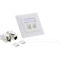 InLine Cat.6A Anschlussdose - Unterputz - 2x Keystone RJ45 Buchse - weiß RAL9010