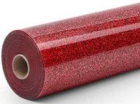 LOKLIK Plotterfolie Glitzer 30.5 x 90 cm, 1 Stück, Rot - Geeignet für Drucker: Nein - Detailfarbe: Rot - Aussenanwendung: Ja - Selbstklebend: Nein - Aufbügelbar: Ja - Folientyp: Aufbügelfolie Effekt