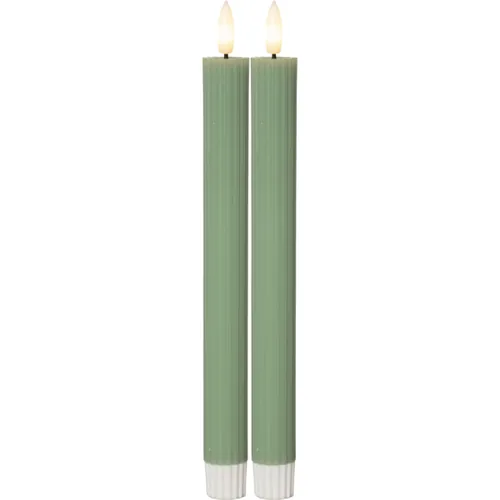 Star Trading LED-Stabkerzen Set Flamme Stripe, 25 cm, Grün, 2 Stück - Betriebsart: Batteriebetrieb - Fernbedienung: Nein - Aussenanwendung: Nein - Höhe: 25 cm - Timerfunktion: Ja - Set: Ja