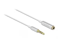 Delock Audio Verlängerungskabel Klinke 3,5 mm 4 Pin Stecker zu Buchse Ultra Slim 0,5 m weiß