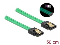Delock SATA-Kabel UV Leuchteffekt grün 50 cm - Datenanschluss Seite A: SATA - Datenanschluss Seite B: SATA - Detailfarbe: Grün - Anzahl Ausgänge: 1 × - Winkelstecker: Nein - Kabellänge: 50 cm