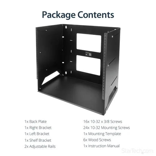 8U WALL-MOUNT RACK WITH SHELF .