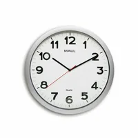 Maul Wanduhr MAULstep Ø 40 cm, Silber - Form: Rund - Detailfarbe: Silber - Uhrtyp: Analog - Funksignal: Ja - Funktionen: Zeit - Detailmaterial: Glas - Kunststoff