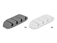 Delock Kabelhalter trapezförmig Set, mit 4 Durchführungen 4 Stück - Produkttyp: Kabel-Clip - Ausstattung Kabelmanagement: Set - Selbstklebend - Verpackungseinheit: 4 Stück - Material: TPR - Detailfarbe: Weiss - Grau