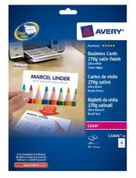 Avery Zweckform Visitenkarten-Etiketten 85 x 54 mm, 270 g/m² 100 Stück - Klebehaftung: Keine - Drucker Kompatibilität: Inkjet - Laser - Anzahl Blatt: 10 × - Papierformat: A4 - Anzahl Etiketten: 100 - Etikettengrösse: 85 x 54 mm