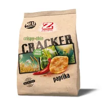 Zweifel Apéro Baked Cracker Paprika 95 g - Produkttyp: Crackers - Nährwertangabe pro: 100 g - Energiegehalt (in kj): 1958 KJ - Energiegehalt (in kcal): 466 Kcal - Fett: 16 g - Gesättigte Fettsäuren: 2.2 g
