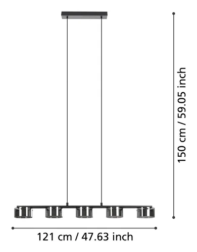 EGLO Leuchten LED-Pendelleuchte COPILLOS LED 5 x 5.4W 3000K Silber - Betriebsart: Netzbetrieb - Lampensockel: LED fest verbaut - Farbtemperatur Kelvin: 3000 K - Gesamtleistung: 27 W - Farbwiedergabeindex CRI: 0 - Dimmbar: dimmbar
