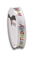 Pattberg Geschenkband Happy Birthday 15 mm x 3 m - Breite: 15 mm - Länge: 3 m - Verpackungseinheit: 1 Stück - Detailfarbe: Weiss - Mehrfarbig - Band-Art: Geschenkband