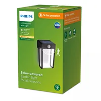 Philips Solar Shroud Wandleuchte, Licht+Bewegungssensor, klar, 2700K - Dimmbar: nicht dimmbar - Lichtfarbe: Warmweiss (WW) - Lichtausbeute: 113.3 lm/W - Gesamtleistung: 2.3 W - Zusätzliche Ausstattung: Dämmerungssensor - Bewegungssensor - Farbtemperatur K