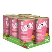 WOW Nassfutter Adult Wild, 400 g - Tierbedürfnis: Kein besonderes Bedürfnis - Geschmacksrichtung: Wild - Zertifikate: Keine Zertifizierung - Fleischsorte: Wild - Futtereigenschaft: Ohne künstliche Zusätze - Glutenfrei - Hoher Fleischanteil - Ohne Zuckerzu