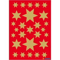 Herma Stickers Weihnachtssticker Sterne 3 Blatt, 81 Sticker, Gold - Verpackungseinheit: 1 Stück - Material: Papier - Detailfarbe: Gold - Produkttyp: Weihnachtssticker