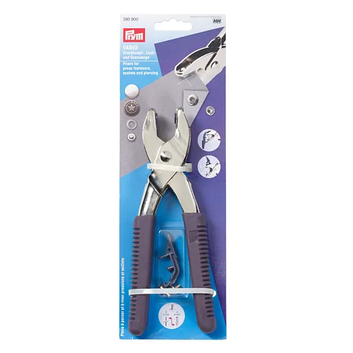 Prym Vario-Zange 19,5 cm, mit Lochwerkzeugen - Verpackungseinheit: 1 Stück - Detailfarbe: Silber - Dunkelblau - Produkttyp: Vario-Zange
