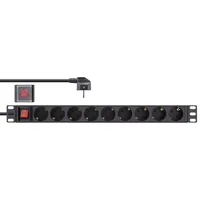 InLine 19" Steckdosenleiste - 9-fach Schutzkontakt - mit Schalter - 2m - schwarz