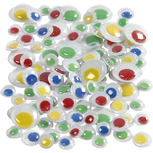 Creativ Company Wackelaugen  30 Stück, 8 + 10 + 14 mm - Selbstklebend: Nein - Verpackungseinheit: 30 Stück - Detailfarbe: Gelb - Grün - Rot - Produkttyp Kleinteile: Wackelaugen