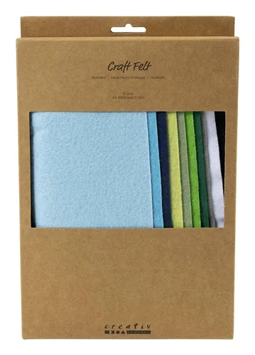 Creativ Company Bastelfilz 10 Stück, Sortiert, Blau-Grün - Detailfarbe: Blau - Mehrfarbig - Grün - Filz Art: Filz