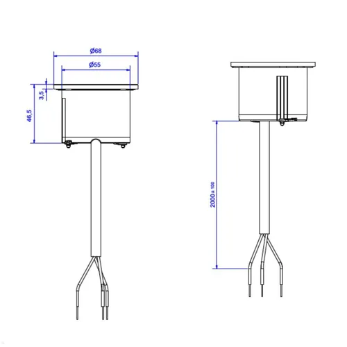 Bachmann PIX built-in socket with 2m power cable
