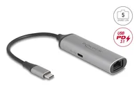 Delock USB Type-C™ Netzwerk Adapter 5 Gigabit LAN 1 x RJ45 mit Power Delivery PD 3.1 140 Watt