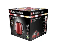 Russell Hobbs Wasserkocher 24992-70 Colours Plus 1 l, Rot/Schwarz - Detailfarbe: Rot - Schwarz - Leistungsaufnahme Betrieb: 2400 W - Füllmenge: 1 l - Ausstattung: 360 Grad Sockel - Deckelverriegelung - Entnehmbarer Kalkfilter - Kabelaufwicklung - Kontroll