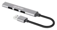 Manhattan USB-A 4-Port Hub, 4x USB-A Ports (1x 5 Gbps USB 3.2 Gen1 aka USB 3.0, 3 x 480 Mbps USB 2.0), USB powered (no external power supply required), Aluminium